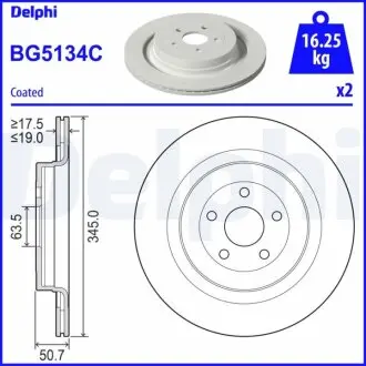 Гальмывний диск задн Лів/Прав FORD USA EDGE 2.0/2.0D 09.14 Delphi BG5134C Купити в Україні