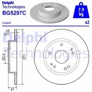 TARCZA HAMULCOWA TYL Delphi BG5297C Купить в Украине