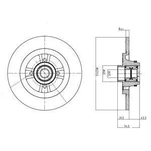 Тормозной диск с подшипником Delphi BG9025RS
