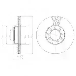 Фото Диск гальмівний (передній) Iveco Daily IV 06-11 (300.8x30) (вент.) Delphi (BG9062) зображення 1