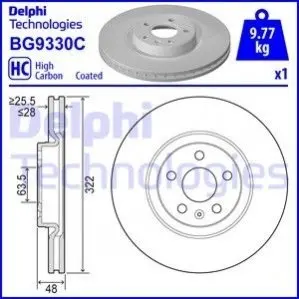 TARCZA HAMULCOWA PRZOD Delphi BG9330C Купить в Украине