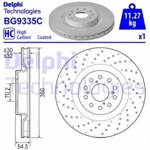 Диск гальмівний передн Лів/Прав HONDA CIVIC IX, CIVIC X 2.0 08.15-12.22 Delphi BG9335C