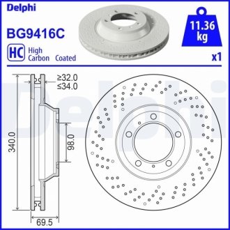 Диск тормознойPRZOD PRAWA Delphi BG9416C