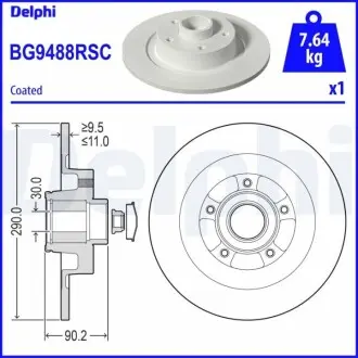 Гальмівний диск із підшипником задн Лів/Прав RENAULT GRAND SCENIC IV, MEGANE IV, SCENIC IV, TALISMAN 1.2-2.0D 06.15 Delphi BG9488RSC Купити в Україні