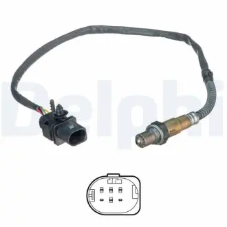 Лямбда-зонд (кількість дротів 5, 630мм) FORD FOCUS III, GALAXY II, GALAXY MK II, GRAND C-MAX, KUGA I, KUGA II, MONDEO IV, S-MAX 2.0D 05.06-12.19 Delphi ES2113612B1 Купити в Україні