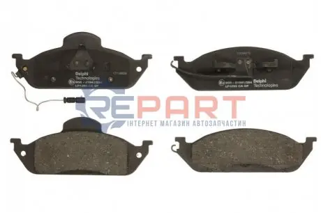 Фото 1 — Колодки гальмівні (передні) MB M-class (W163) 98-05 (+датчик) Delphi (LP1299) Фото Колодки гальмівні (передні) MB M-class (W163) 98-05 (+датчик) Delphi (LP1299) зображення 1