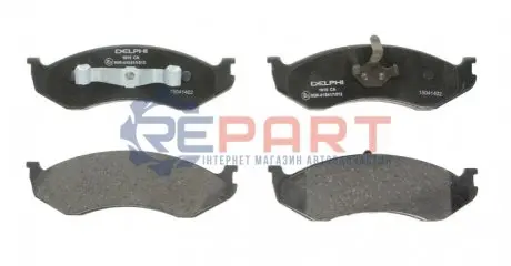 Комплект гальмівних колодок передн, JEEP CHEROKEE, COMANCHE, GRAND CHEROKEE I, WRANGLER I, WRANGLER II, WRANGLER III KIA CARNIVAL I 2.1D-5.9 10.84 Delphi LP1615 Купити в Україні