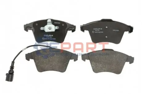 Фото 1 — Комплект гальмівних колодок (передніх) VW Multivan/T5 03-/T6 15- (з датчиком) Delphi (LP1913) Фото Комплект гальмівних колодок (передніх) VW Multivan/T5 03-/T6 15- (з датчиком) Delphi (LP1913) зображення 1