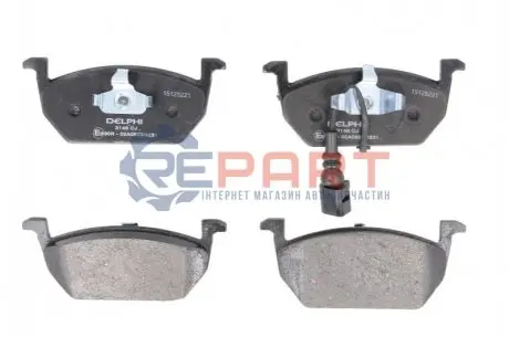 Фото Колодки гальмівні (передні) Audi A3/Seat Leon/Skoda Octavia IV/V/VW Golf VII 12- (+датчик) Delphi (LP3146) зображення 1