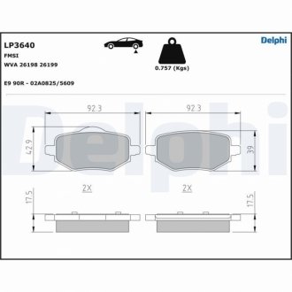 Klocki ham. C4, DS DS3 Crossback/Corsa,Mokka/2008,208 Delphi LP3640 (фото 1)