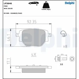 Комплект гальмівних колодок задн, CITROEN C4 III, C4 X FIAT 600E / 600 JEEP AVENGER OPEL CORSA F PEUGEOT 2008 II, 208 II 1.2-Electric 06.19 Delphi LP3646 Купити в Україні