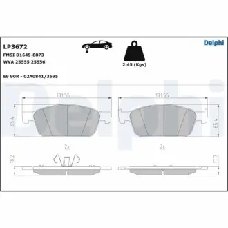 Комплект гальмівних колодок передн, FORD FOCUS III, KUGA II, TOURNEO CONNECT V408 NADWOZIE WIELKO, TRANSIT CONNECT, TRANSIT CONNECT V408 1.0-2.0D 07.12 Delphi LP3672 Купити в Україні