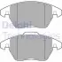 Комплект гальмівних колодок передн, AUDI A1, A3 SEAT IBIZA IV SC VW BEETLE, CC B7, EOS, GOLF PLUS V, GOLF V, GOLF VI, JETTA IV, PASSAT ALLTRACK B7, PASSAT B6, PASSAT B7 1.2-3.6 01.04-05.22 Delphi (LP3684) зображення 1