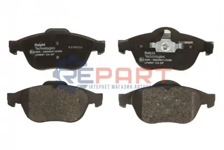 Колодки гальмівні (передні) Renault Laguna II 01-07/Espace IV/Vel Satis 02 Delphi LP3691 Купити в Україні