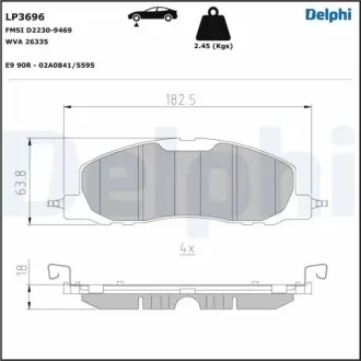 Комплект гальмівних колодок передн, FORD USA EXPLORER 3.0H 07.19 Delphi LP3696 Купити в Україні