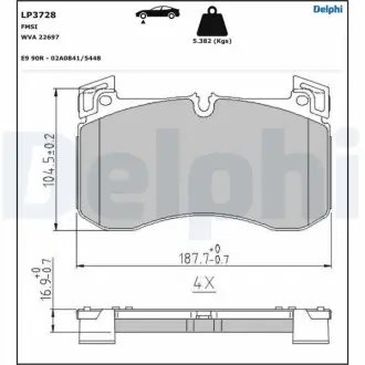 Тормозные колодки дисковые Delphi LP3728 Купить в Украине