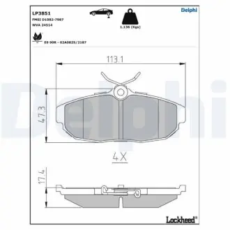 Комплект гальмівних колодок задн, FORD USA MUSTANG 3.7-5.4 12.04 Delphi LP3851 Купити в Україні