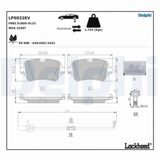 Тормозные колодки (задние) Audi A6/A7/Q8 18-/A8/Q7 15-/VW Touareg 18- Delphi LP5032EV (фото 1)