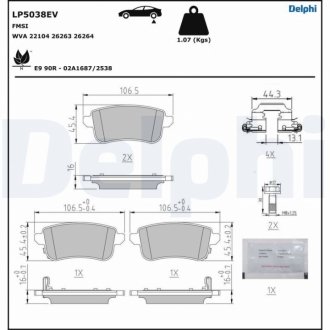 Тормозные колодки (задние) Renault Captur 20-/Zoe 12-/Talisman 16- Delphi LP5038EV (фото 1)