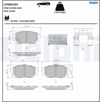 Тормозные колодки (передние) Hyundai Tucson 20-/Ioniq/Kia EV6 21- Delphi LP5061EV