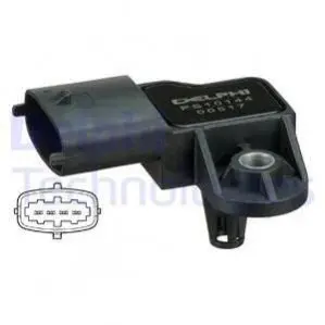 Датчик тиску у впускному колекторі (4 pin) IVECO DAILY III, DAILY IV, DAILY V, DAILY VI, MASSIF ABARTH GRANDE PUNTO ALFA ROMEO 147, 156, 159, 166, BRERA, GIULIA, GIULIETTA, GT 0.9-3.0D 09.98 Delphi PS10144 Купити в Україні