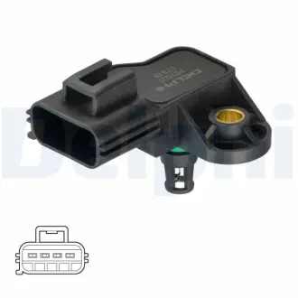 Датчик тиску у впускному колекторі (4 pin) MAZDA 3, 6, CX-7 2.3 10.03-12.14 Delphi PS10227 Купити в Україні