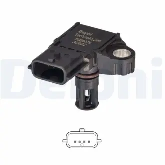 Датчик тиску у впускному колекторі (4 pin) DACIA DOKKER, DUSTER, LODGY, LOGAN II, LOGAN MCV II, SANDERO II RENAULT CAPTUR I, CLIO IV, ESPACE V, EXPRESS, FLUENCE, GRAND SCENIC III 1.3-2.0D 06.08 Delphi PS2007612B1 Купити в Україні