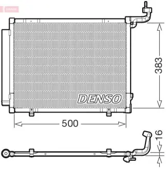 Конденсатор кондиціонера (з осушувачем) FORD ECOSPORT, FIESTA VI, FIESTA VII, PUMA, TOURNEO COURIER B460, TRANSIT COURIER B460 1.0-1.6D 06.08 Denso DCN10057