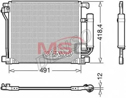 Конденсатор кондиціонера (з осушувачем) NISSAN JUKE, PULSAR 1.2/1.5D/1.6 06.10 Denso DCN46025