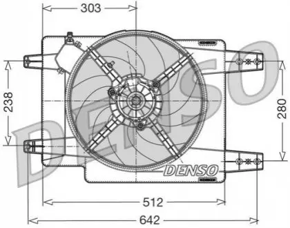 Вентилятор радіатора (з корпусом) ALFA ROMEO 156, 166 LANCIA KAPPA 1.6-3.0 07.96-06.07 Denso DER01011