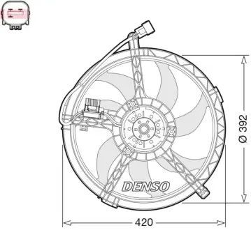 Вентилятор радіатора MINI (R56), CLUBMAN (R55), COUNTRYMAN (R60), PACEMAN (R61) 1.6/1.6D 11.06-10.16 Denso DER05009