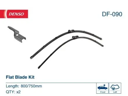 Щітка склоочисника безкаркасна передн (2шт) Flat Blades 800/750мм CITROEN C4 GRAND PICASSO II, C4 PICASSO II, C4 SPACETOURER, GRAND C4 SPACETOURER FORD TRANSIT CONNECT 02.13 Denso DF-090 Купити в Україні