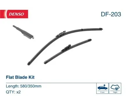 Щітка склоочисника безкаркасна передн Flat Blades 580/350мм NISSAN JUKE 06.10-12.19 Denso DF203