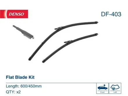 Щітка склоочисника безкаркасна передн (2шт) Flat Blades 600/450мм BMW 4 (F32, F82), 4 (F33, F83), 4 GRAN COUPE (F36) 07.13-05.21 Denso DF-403 Купити в Україні