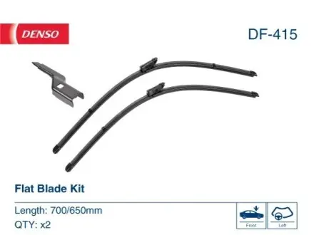 Щітка склоочисника безкаркасна передн Flat Blades 700/650мм MAN TGE VW CRAFTER, GRAND CALIFORNIA CAMPER 09.16 Denso DF-415 Купити в Україні