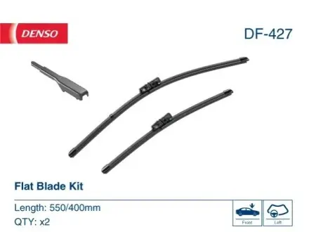 Щітка склоочисника безкаркасна передн (2шт) Flat Blades 550/400мм FORD ECOSPORT 08.12 Denso DF-427 Купити в Україні