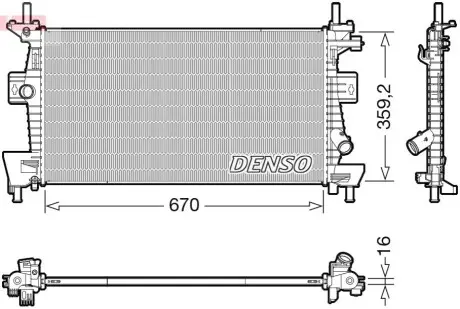Радіатор, система охолодження двигуна Denso DRM10114