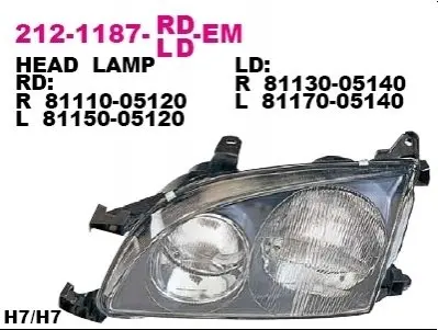 Фара передняя DEPO 212-1187L-LD-EM