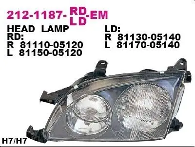 Фара передняя DEPO 212-1187R-LD-EM