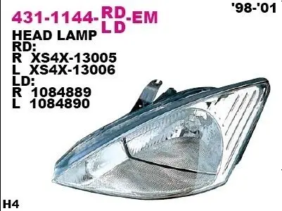 Фара передняя DEPO 431-1144L-LD-EM