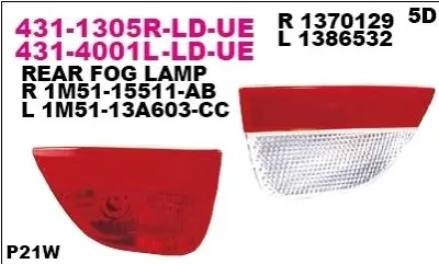 Рефлектор задний DEPO 431-4001L-LD-UE