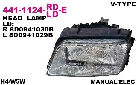 Фара Прав (H4, ручн, без мотора) AUDI A4 B5 11.94-12.98 DEPO 4411124RLDE