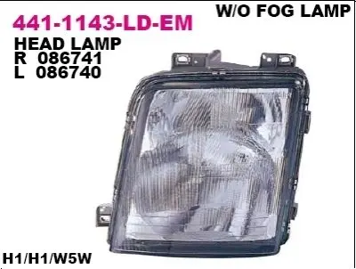 Фара Лів (2*H1, електричн, з мотором, колір відбивача: чорн) VW LT II 05.96-07.06 DEPO 441-1143L-LD-EM