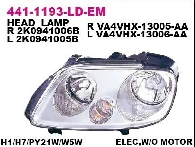 Фара Лів (H1/H7, електричн, без мотора, колір відбивача: хром) VW CADDY III, TOURAN I 02.03-08.10 DEPO 441-1193L-LD-EM Купити в Україні