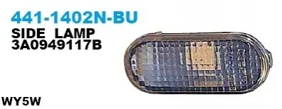Повторювач повороту Лів/Прав (димчаст/прозорий) FORD GALAXY WGR SEAT ALHAMBRA 7M, AROSA, CORDOBA 6K, IBIZA II 6K, LEON 1M, TOLEDO II 1M SKODA FELICIA I, FELICIA II VW BORA, CADDY II 01.91-04.15 DEPO 4411402NBU