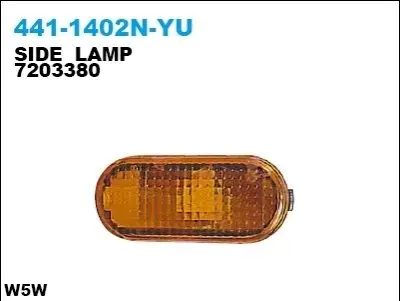 Повторювач повороту Лів/Прав (помаранч) FORD GALAXY WGR SEAT ALHAMBRA 7M, AROSA, CORDOBA 6K, IBIZA II 6K, LEON 1M, TOLEDO II 1M SKODA FELICIA I, FELICIA II VW BORA, CADDY II 01.91-04.15 DEPO 441-1402N-YU