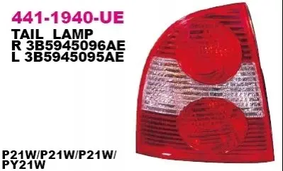 Ліхтар задній Лів (P21/4W/P21W, колір повороту прозор, колір скла червон) VW PASSAT B5 FL Седан 4D 10.00-05.05 DEPO 4411940LUE