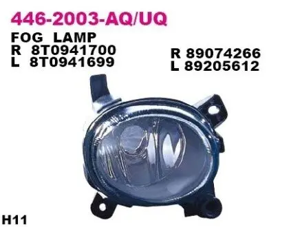 Протитуманна фара передн Прав (H11) AUDI A4 B8 11.07-05.16 DEPO 4462003RUQ