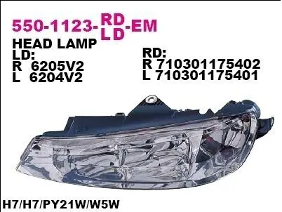 Фара передняя DEPO 550-1123R-LD-EM