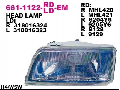 Фара передняя DEPO 661-1122R-LD-EM